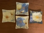 Prima Design Square 5" Bowls Art Glass Blue Floral Set Of 4 Dessert Dishes. Fixed Price $23.99.