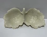 Lenox Ivory Double Leaf Divided Porcelain Condiment Candy Nut Dish. Fixed Price $10.00.