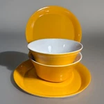 2011 Rachael Ray Round & Square Salad Plates Cereal Bowls Tangerine/yellow. Fixed Price $40.00.