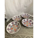 Set Of 4 100% Melamine Dinnerware Soup Salad Bowls Multicolor Pattern Vguc. Fixed Price $28.16.