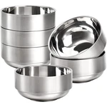 Lyellfe 6 Pack Stainless Steel Bowls, 12 Oz Double Walled 4.72 Inches, Silver. Fixed Price $28.74.