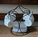 Gibson Gracious Espresso Porcelain Set 12PC With Metal Rack, Coffee Tea. Fixed Price $22.02.
