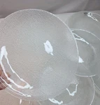 Crate & Barrel Clear Glass Plates Textured Pebbled Bubbled 8.25 Salad Set. Fixed Price $89.99.