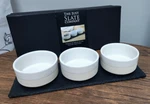 The Just Slate Company Base With Stoneware Bowl Set Appetizers Serving Scotland. Fixed Price $60.00.