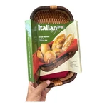 Italian Origins Bread Warmer Basket 3 Pc Set Wicker Terra Cotta Warming Stone. Fixed Price $24.60.