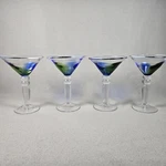 Green & Blue Handblown Martini Bar Glasses Pier 1 Artland Set Of 2. Fixed Price $39.99.