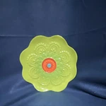 Grasslands Road Green Orange Floral Ceramic Decorative Bowl Flower Shape Glossy. Fixed Price $14.99.