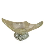 Murano Glass Crystal Dish Silver Fruit Design Base 10" Made In Italy. Fixed Price $47.97.