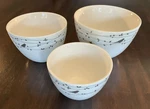 Ciroa Oiseau Porcelain Nesting Bowl Set 3PC Black Bird On Vines. Fixed Price $26.95.