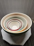 Vintage Cooks Tools Nesting Retro Mixing Set Of 5 Multicolored. Fixed Price $50.00.