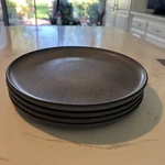 Crate & Barrel Wren Dinner Plates Matte Dark Grey Stoneware 10.6" Set Of 4. Fixed Price $35.00.