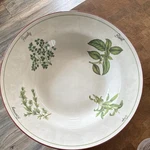 Crate & Barrel Italian Herb Print Ceramic Serving Bowl, Contemporary Design. Fixed Price $45.00.