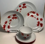 Mikasa Pure Red Porcelain 5 Piece Plate Setting. Fixed Price $125.00.