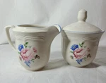 Vintage Perugino Stoneware China Creamer And Sugar Bowl Set Floral Cottagecore. Fixed Price $9.99.