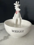 Mud Pie Dip Bowl Christmas Reindeer With Scarf 2015 Dillards Small Dish. Fixed Price $18.99.