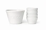 Crate & Barrel Popcorn Bowl Set Made In Portugal Large + 4 Snack White Ceramic. Fixed Price $49.99.