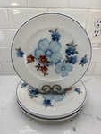 4-NORITAKE Versatone Glimmer 1/2" Dinner Plates Blue Floral Japan B301W10. Fixed Price $32.99.