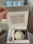 Pampa Bay Porcelain Bowl Spoon Set. Metallic Wave Look White Nib Argentina. Fixed Price $15.00.