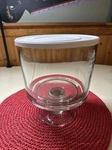 Pampered Chef Glass Trifle Bowl #2832 With Stand & Lid. Fixed Price $60.00.