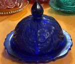 Vintage Mosser Glass Inverted Thistle Design Rare Cobalt Blue Butter/cheese Dish. Fixed Price $59.50.