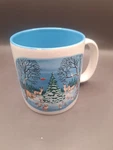 Russ Christmas Mug Blue All Things Bright Beautiful Woodland Animals Coffee Cup. Fixed Price $9.99.