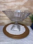 Crystal Clear Square Pedestal Bowl Compote 8.5" Alexandria Pattern W/ Box Euc. Fixed Price $39.88.