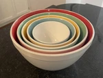 (5) Martha Stewart Ceramic Nesting/ Mixing Bowls Primary Colors Retro Design. Fixed Price $99.95.