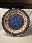 Polish Pottery Manufaktura 13"ROUND Scalloped Large Serving Bowl Dish Heavy Deep. Fixed Price $100.00.