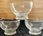 Libbey Vintage Starburst Set Of 3 Small Desert Etched Glass Bowls! Mcm & Lovely!. Fixed Price $36.00.