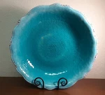 Pier 1 Imports Large Turquoise Serving Bowl Melamine Carmelo Crackle Rustic. Fixed Price $19.87.