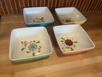 Lot 4 Laurie Gates Square Floral Bowls Melamine 5.5" Cereal Dessert. Fixed Price $8.00.