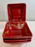 Set Of 4 (target) Home Winterberry 6.5 Square Soup/cereal Bowls.. Fixed Price $29.99.