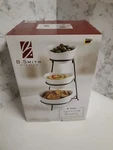 B. Smith 3-TIER Chip & Dip Set White Appetizer Bowls With Iron Stand. Fixed Price $17.95.