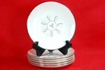 Sevron Carousel Bread Plates Set Of Black Pink Gray Swirls 6" Mcm 1960'S. Fixed Price $39.95.