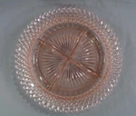 Vintage Pink Depression Glass Divided Serving Plate Star & Diamond Pattern 8.75". Fixed Price $9.99.