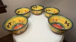 Set Of 5 Corsica Home La Province Hand Painted Stoneware 6 Soup Bowls. Fixed Price $42.50.