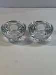 Vtg Lauren Ralph Hewitt Candleholders Pair Lead Crystal 2.5 X 1/2. Fixed Price $24.00.