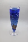 Signed Bertil Vallien Kosta Boda Satellite Art Glass Vase Blue Confetti Studio. Fixed Price $85.00.