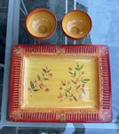Ambiance Collections Orangella Large Rectangle Platter & 2 Footed Bowls -SOF3. Fixed Price $60.00.