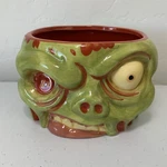 Think Geek 2014 Scary Green & Red Ceramic Zombie Monster Bowl. Fixed Price $20.00.