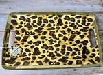 Pampa Bay Porcelain Serving Tray Leopard Print Gold Rim Handles New. Fixed Price $21.00.