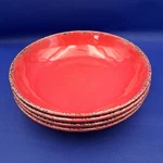 Zarocrus Farmhouse 9" Bowls Set Of 4, 2" H, Pasta, Salad, Bpa-free Melamine, Red. Fixed Price $22.00.
