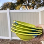 Syracuse China Cantina Lime Green Soup Bowls 7.5 Set Of 4 Wavy Rim Flaws. Fixed Price $33.99.