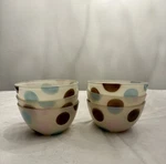 Vintage! Set Of 6 Walther Glass Bowls, Pastel Polka Dot. Fixed Price $40.00.