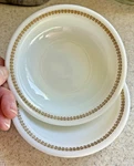 (2) Corning Tiburon Pyrex 706 Fruit Bowls 4.75" Copper Filigree Milk Glass Mint. Fixed Price $5.50.