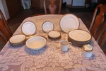Sango Vintage Georgetown 8455 Gold Encrusted Band 23 Dinnerware Grouping. Fixed Price $289.99.