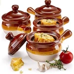 French Onion Soup Crock Bowls With Handles Lids, Stoneware Gibson Home. Fixed Price $35.00.