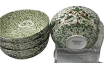 Morris & Co. Strawberry Thief Green 7" Cereal Soup Bowls Gold Rim Set Of 4 - Nwt. Fixed Price $64.90.