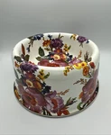 Mackenzie Childs Enameled Floral Dog Pet Bowl Dish 5 X 3 Heavy Gauge Steel. Fixed Price $39.99.