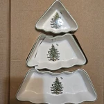 Spode Christmas Tree 2PC Dipping Bowl Set Festive Holiday Tableware Decor. Fixed Price $16.00.